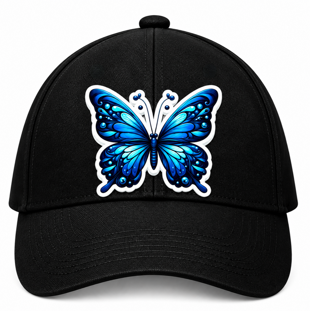 Blue Butterfly Black Cap Pure Cotton-001-image2