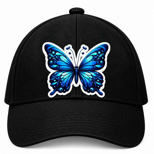 Blue Butterfly Black Cap Pure Cotton-001-image2