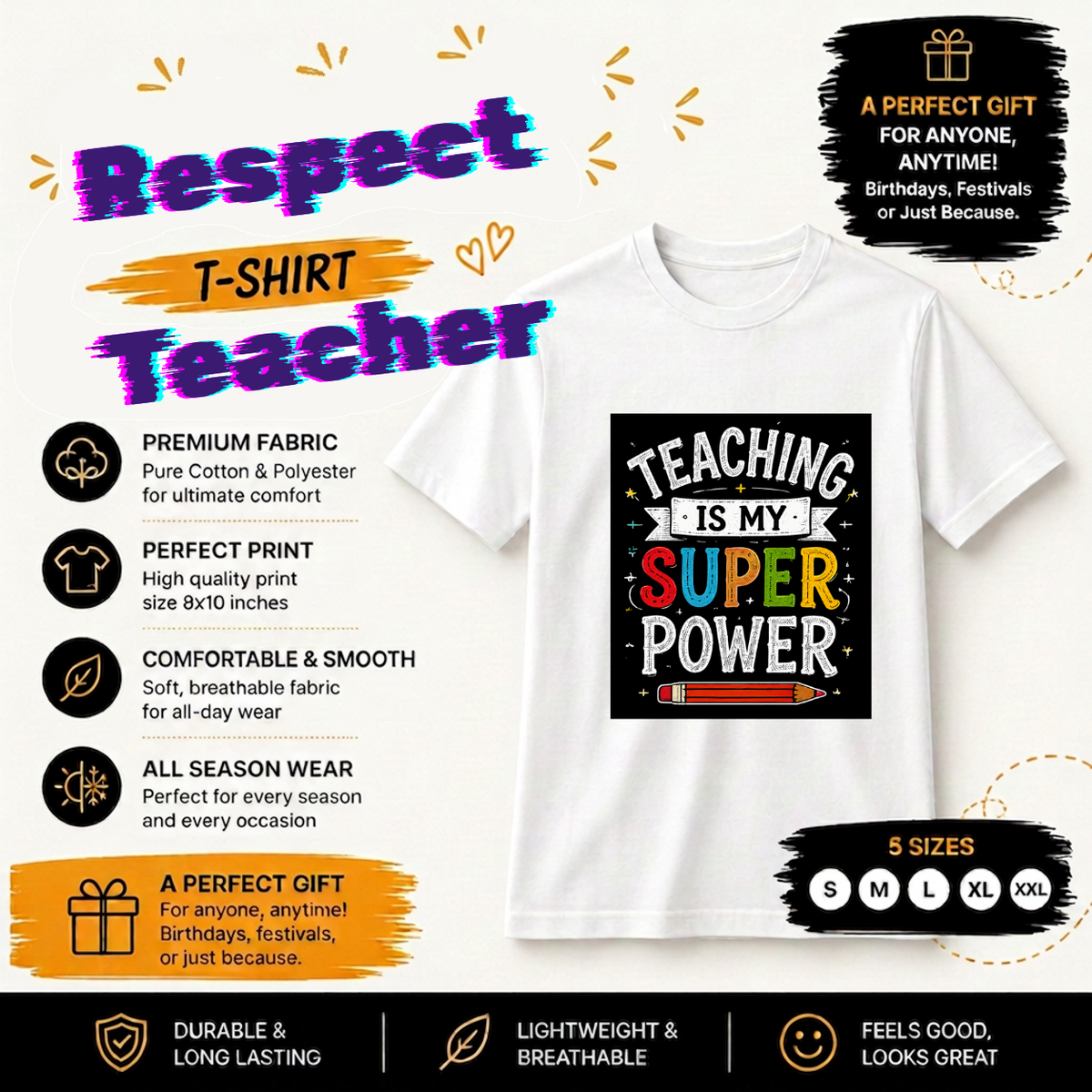 Custom Printed Teaching is My Power-001-image1