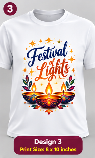 Diwali Diya Bloom Printed T-Shirt – White-IMAGE2