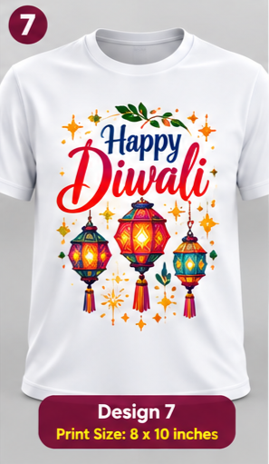 Diwali Lantern Celebration Printed T-Shirt – White-IMAGE2