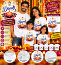 Diwali Lotus Diya Glow Printed T-Shirt – White-IMAGE1