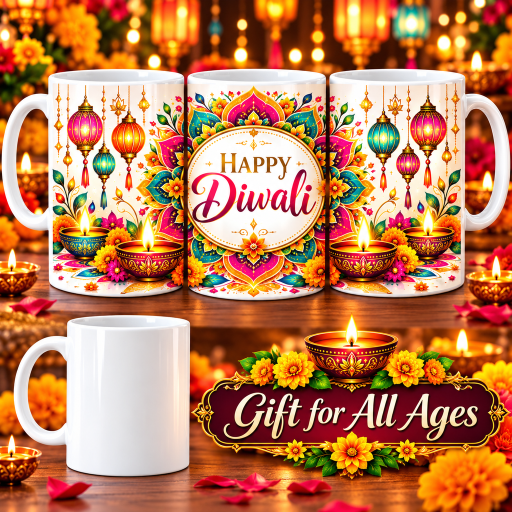 Diwali Diya Rangoli 11 oz Ceramic Mug-IMAGE2