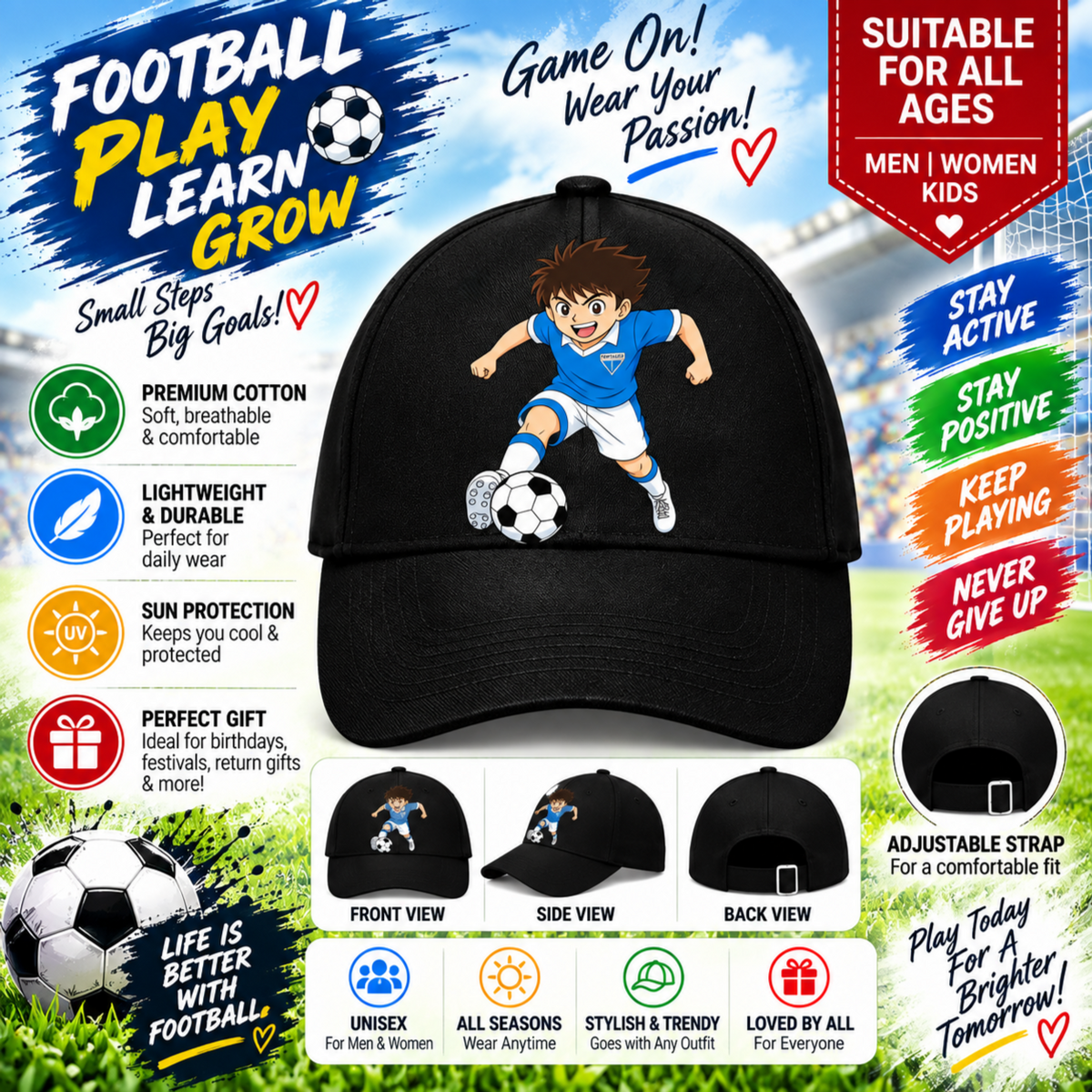 Football Black Cap Pure Cotton-001-image1