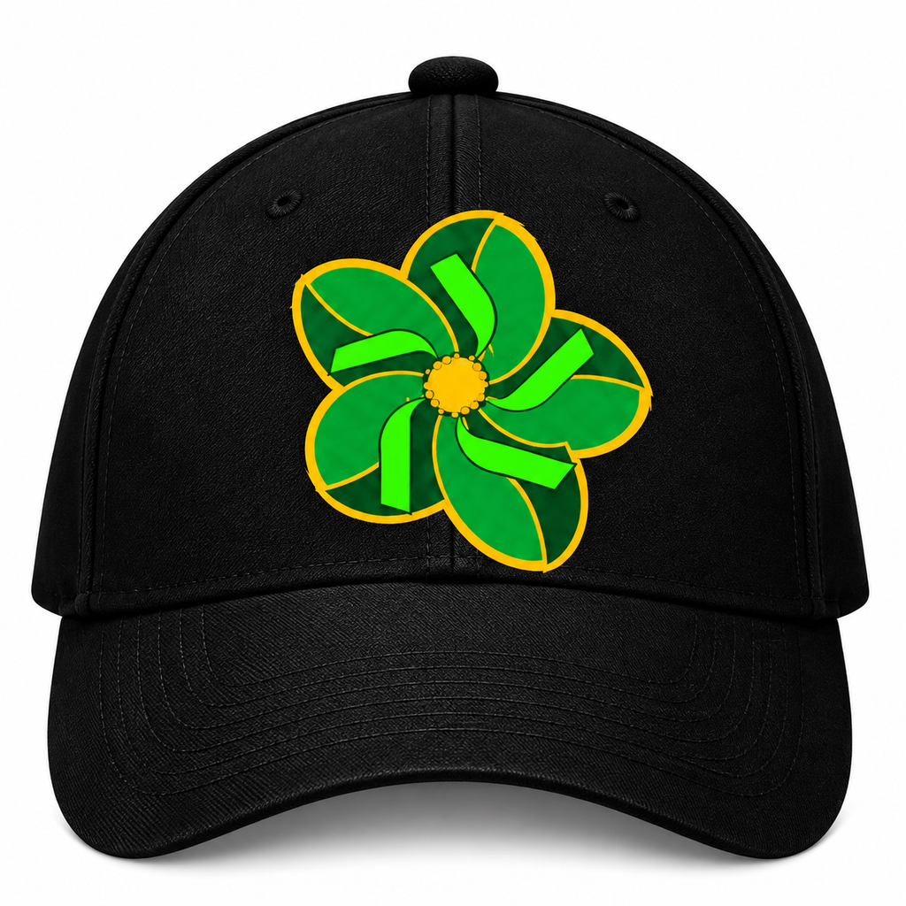 Green Flower Positivity Black Cap Pure Cotton-001-image2