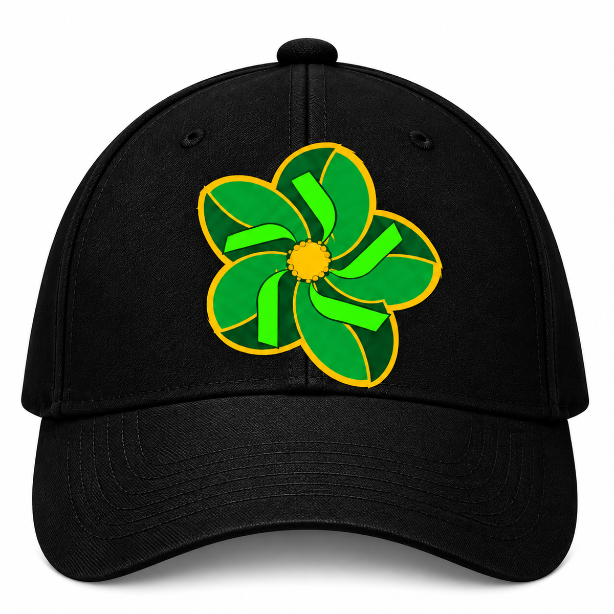 Green Flower Positivity Black Cap Pure Cotton-001-image2