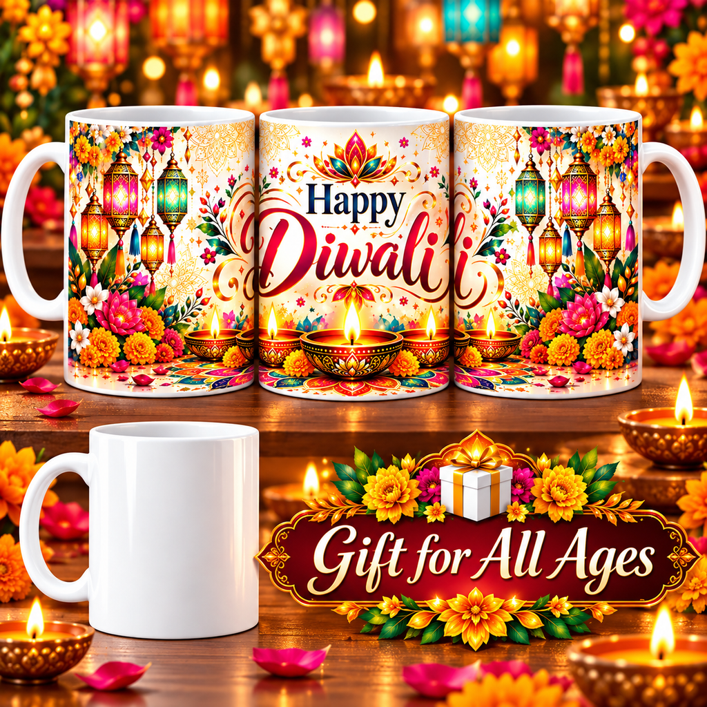 Happy Diwali Floral 11 oz Ceramic Mug-IMAGE2