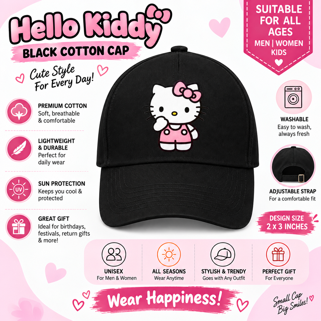 Hello Kiddy Black Cap Pure Cotton-001-image1