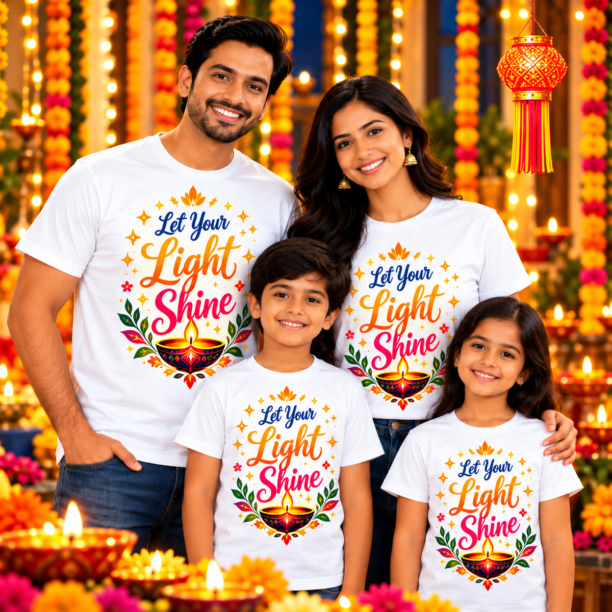 Let Your Light Shine Diya Printed T-Shirt – White-IMAGE3