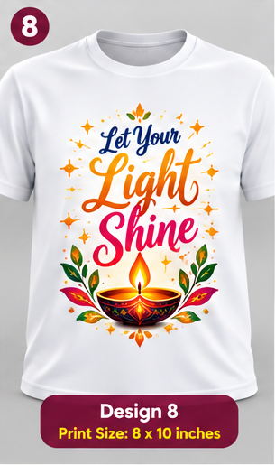 Let Your Light Shine Diya Printed T-Shirt – White-IMAGE2