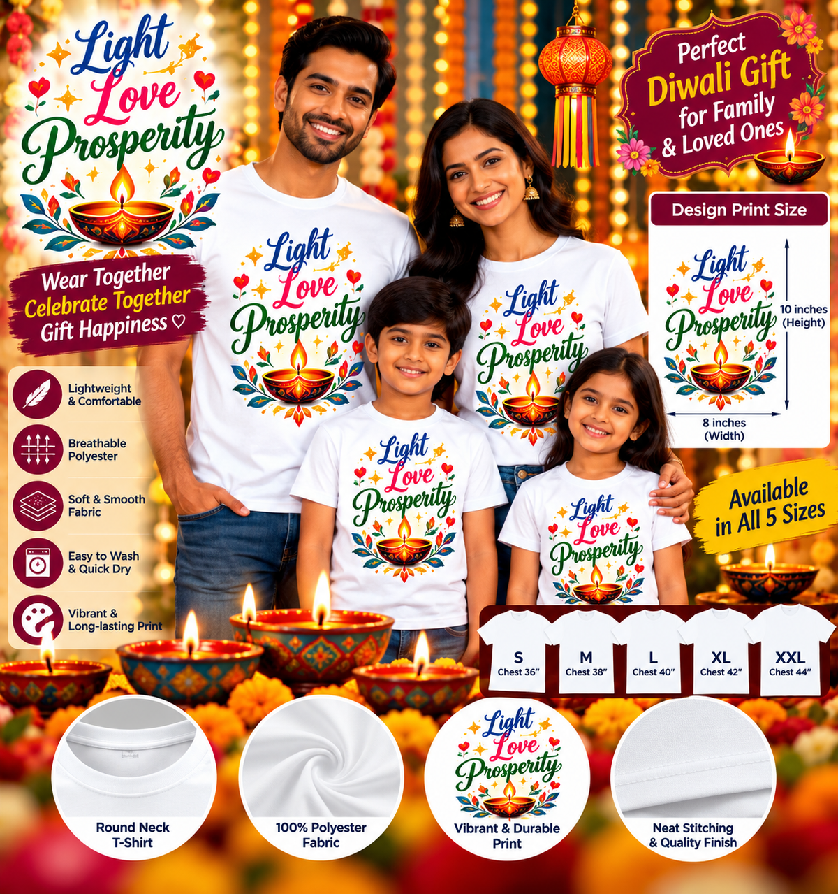 Light Love Prosperity Printed T-Shirt – White-IMAGE1