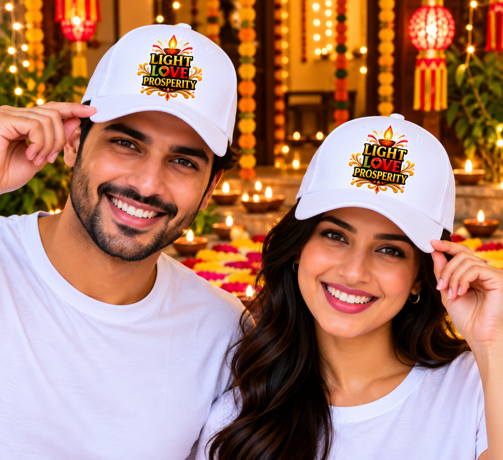 Diwali Light Love Prosperity Printed Cotton Cap-IMAGE2