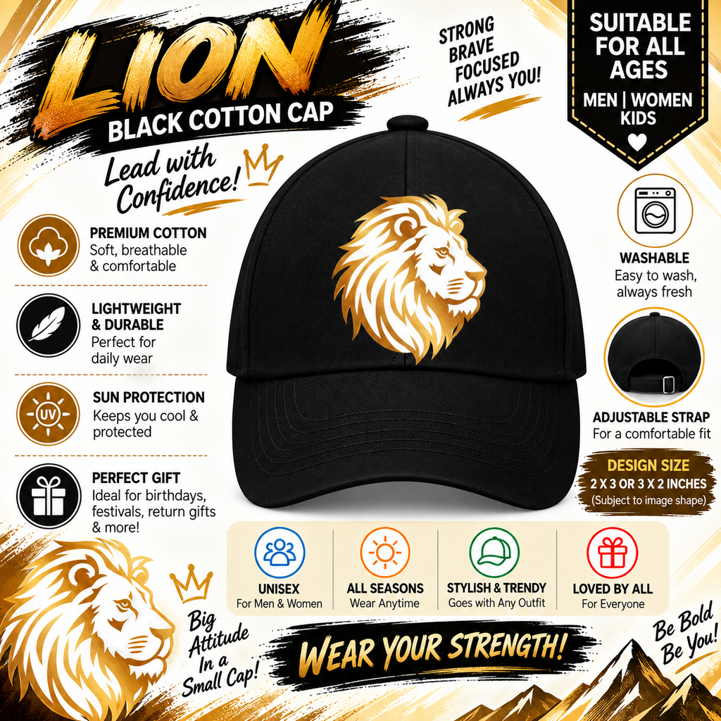 Lion Black Cap Pure Cotton-001-image1