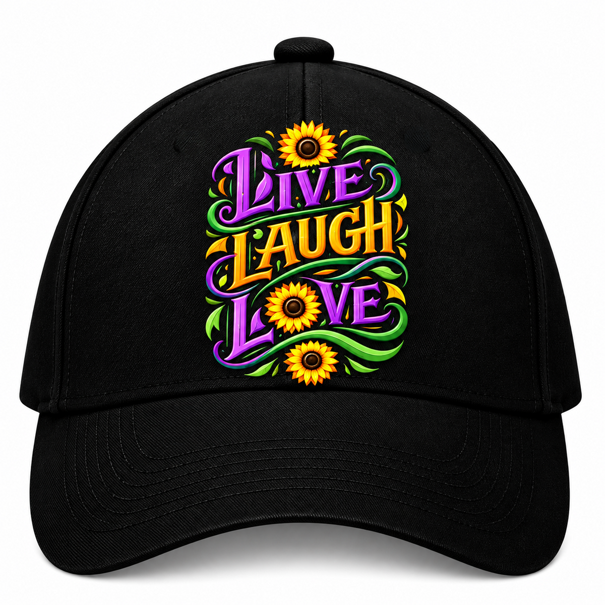 Live Laugh Love Black Cap Pure Cotton-001-image