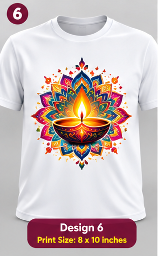 Rangoli Diya Radiance Printed T-Shirt – White-IMAGE2