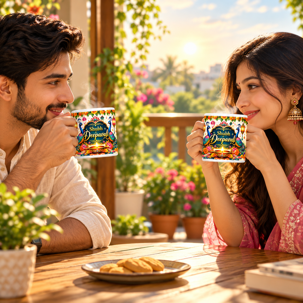 Shubh Deepavali Peacock 11 oz Ceramic Mug-IMAGE1