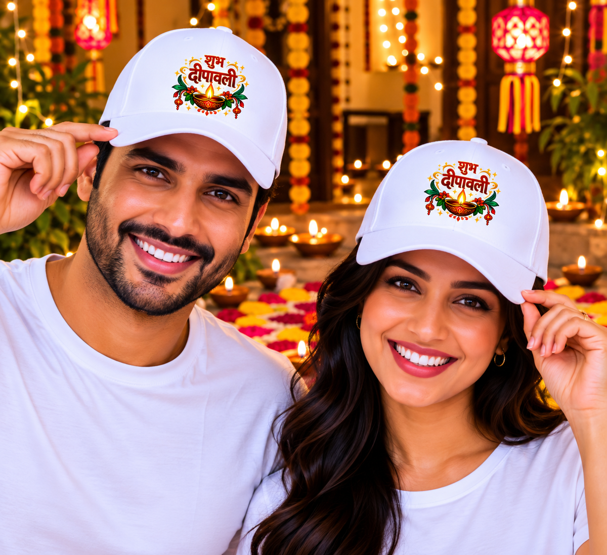 Shubh Deepawali Printed Cotton Cap-IMAGE2