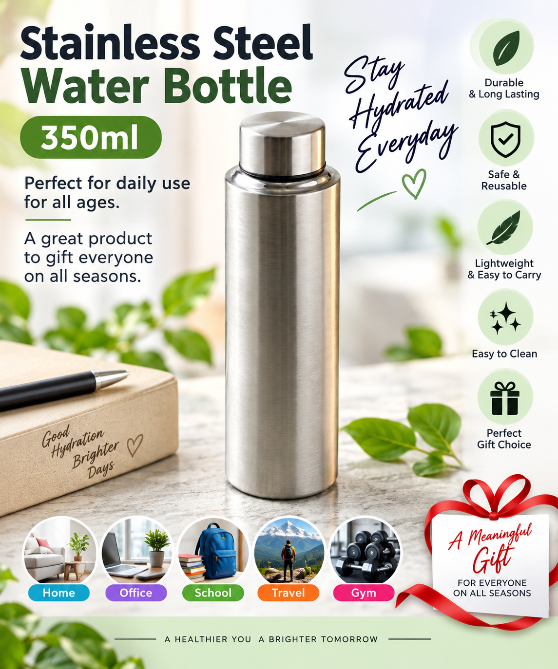 Steel 350ml Sipper Bottle-001